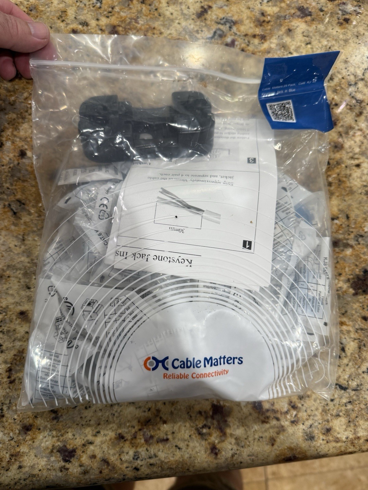 Cable Matters 25-Pack 10Gbps Cat6 Keystone Jacks RJ-45 UL Listed