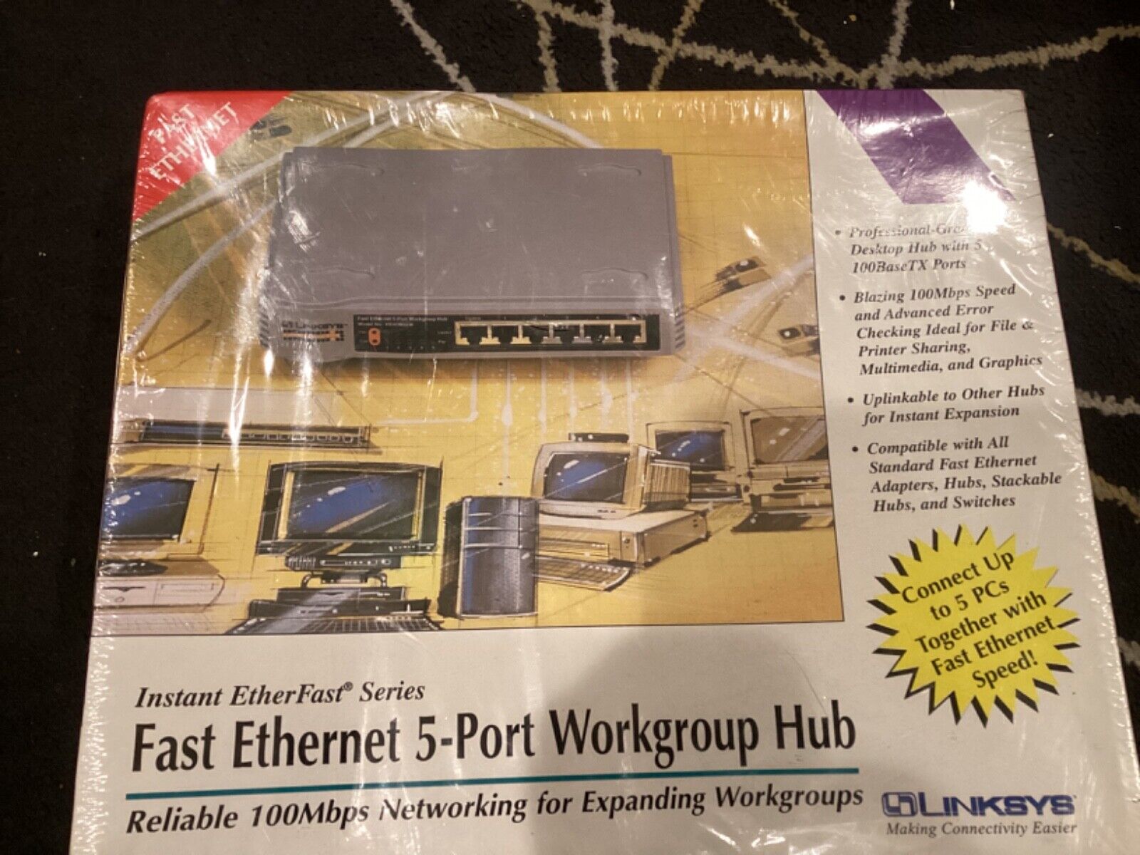 LINKSYS FAST 100Mbps Ethernet 5-Port Workgroup Hub. NEW UNOPENED BOX 