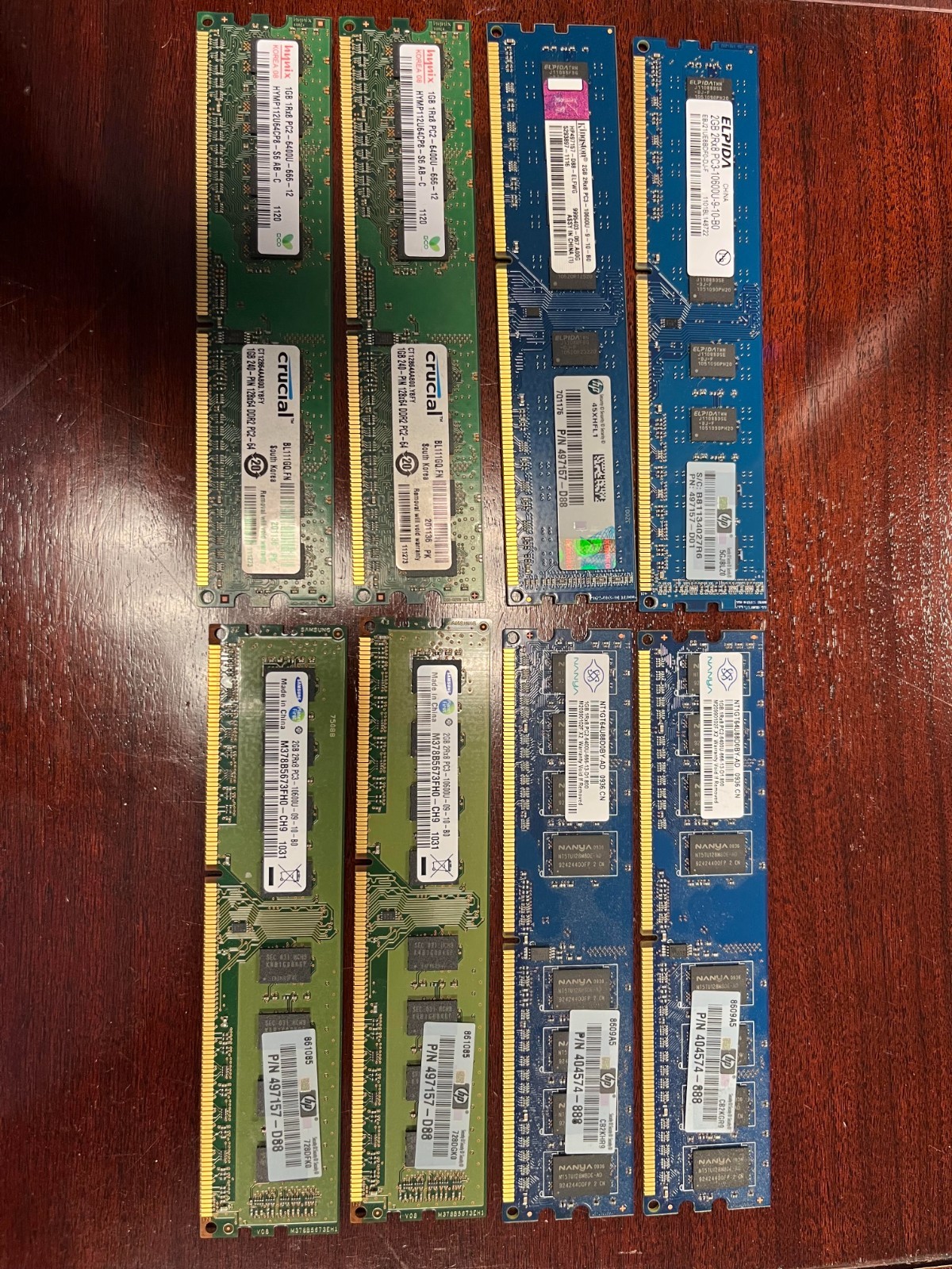 2GB Desktop RAM Mixed Lot - (4x 1GB DDR2 PC2-6400U) & (4x 2GB DDR3 PC3-10600U)