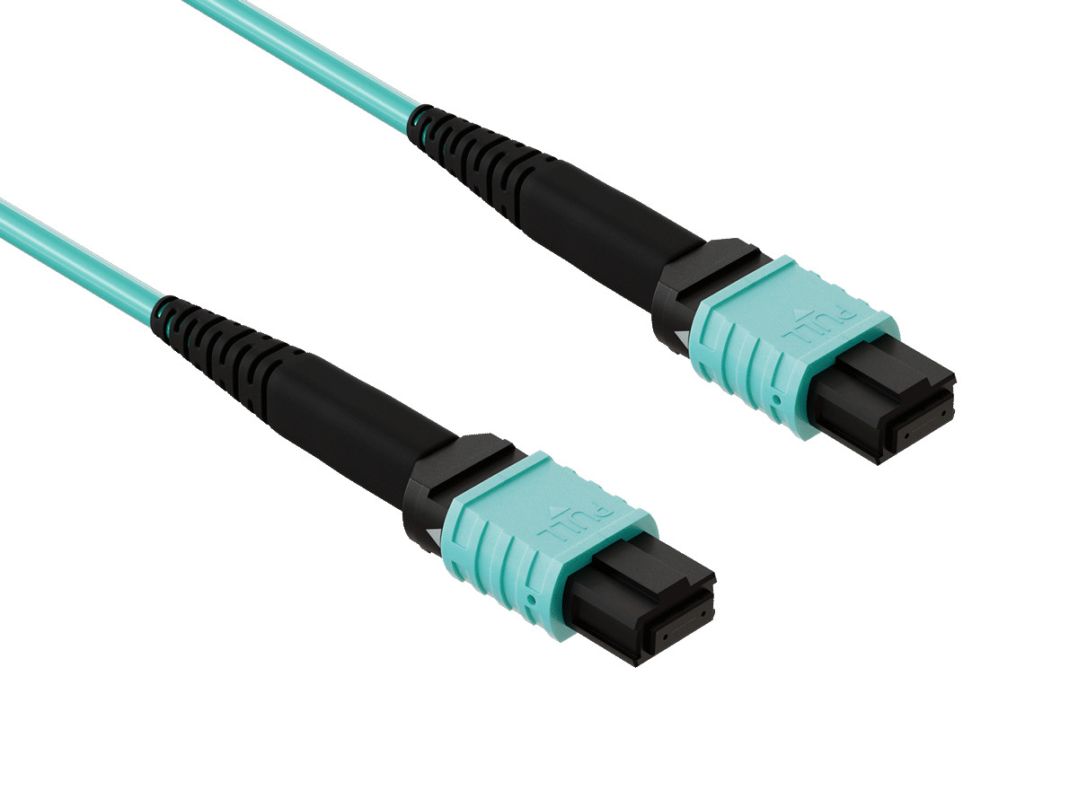 30m OM4 MPO TO MPO 12 Fibers Corning Fiber Trunk Cable Type B Multimode 50/12...