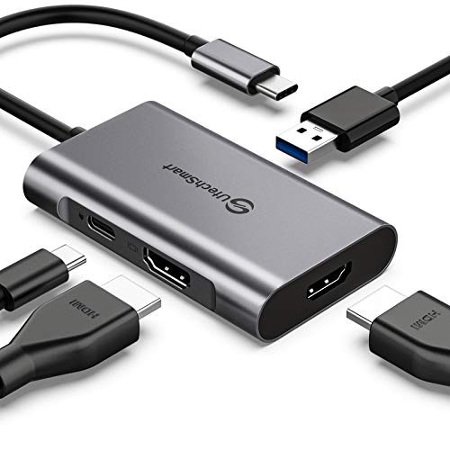 UTECHSMART USB C TO HDMI ADAPTER, USB C HUB TO DUAL HDMI 4 IN 1 THUNDERBOLT 3