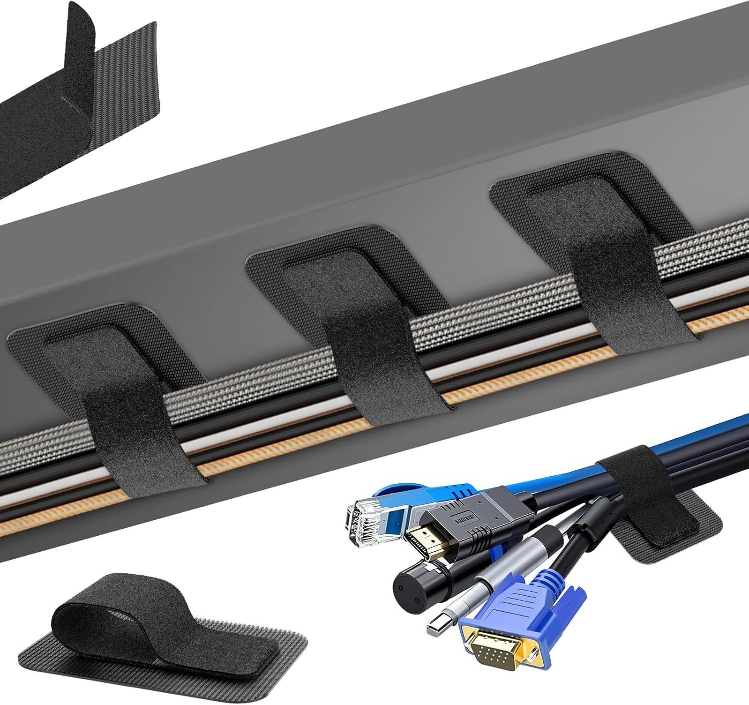 Cable Management under Desk, 【Up to 15 Cord】【Enhanced Wire Holder】 Cord Organize