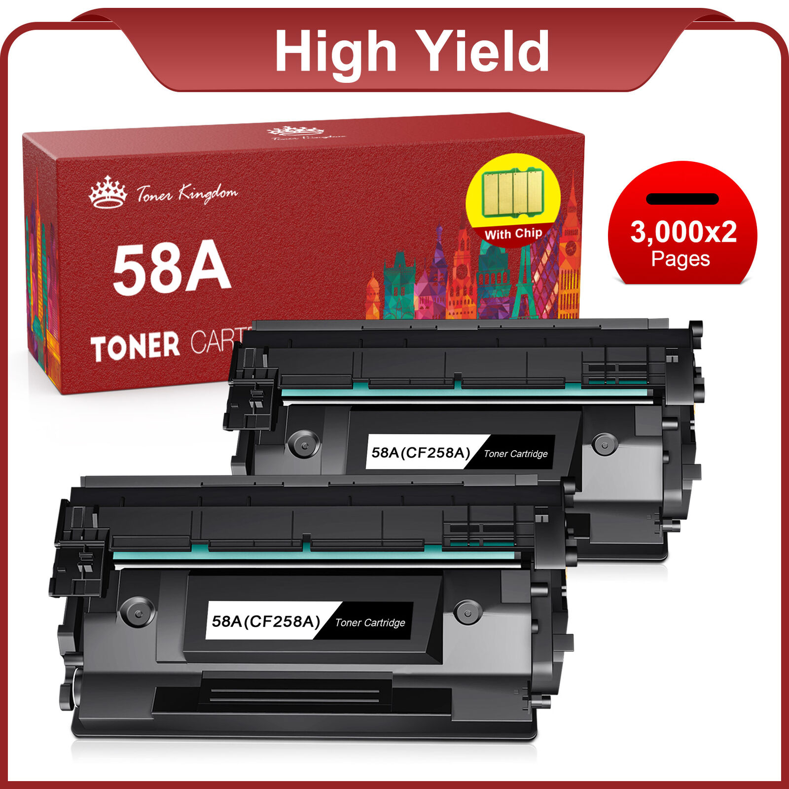 2Pack CF258X CF258A Toner Cartridge compatible with HP LaserJet M404dn M404n Lot