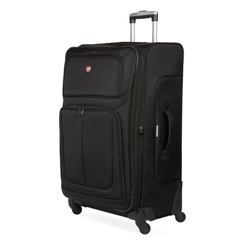 SwissGear Sion Softside Expandable Luggage, Black, Checked-L