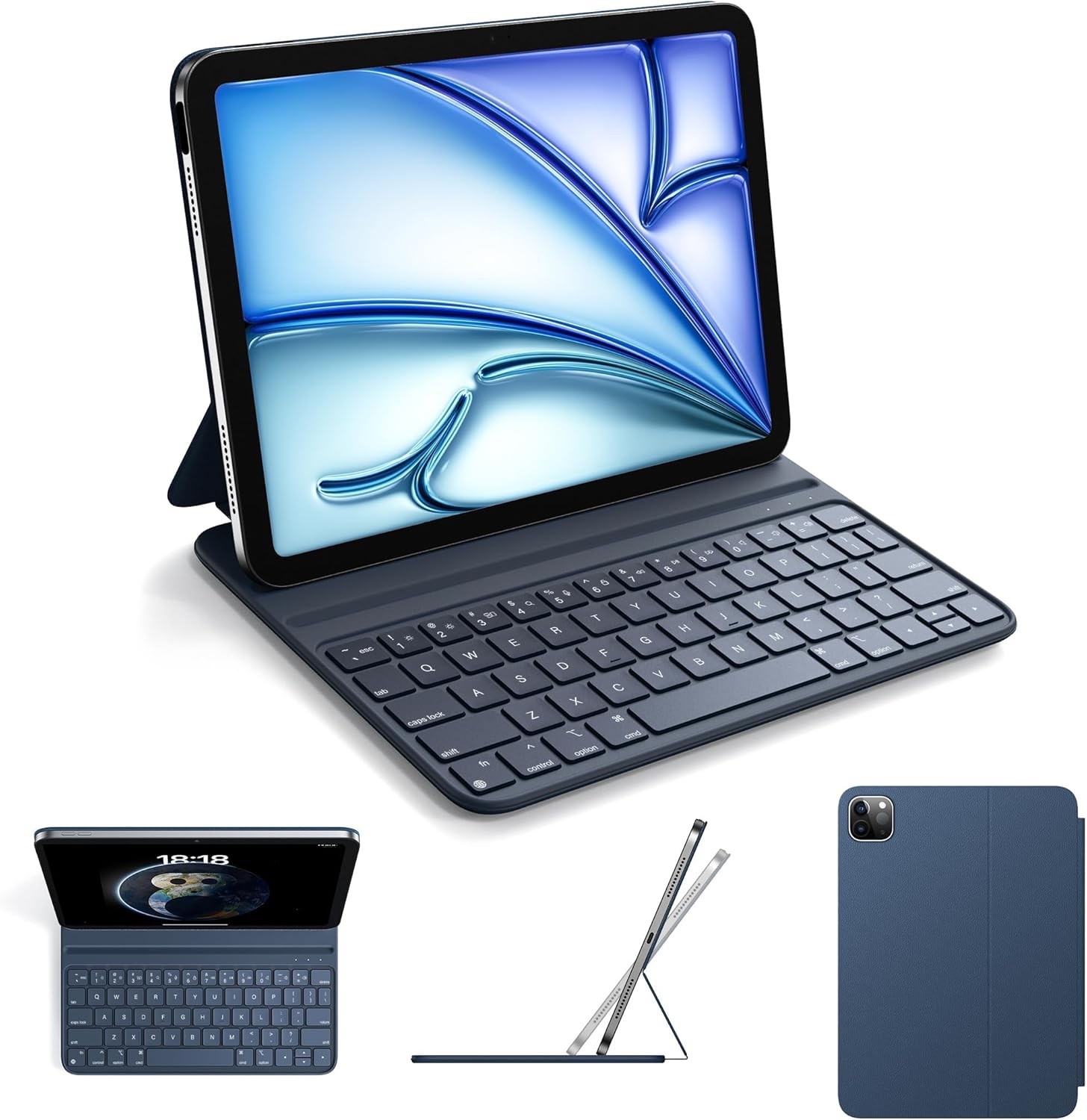 HOU Magnetic Keyboard Case for iPad Air / Pro 11", Ultra Slim - Blue