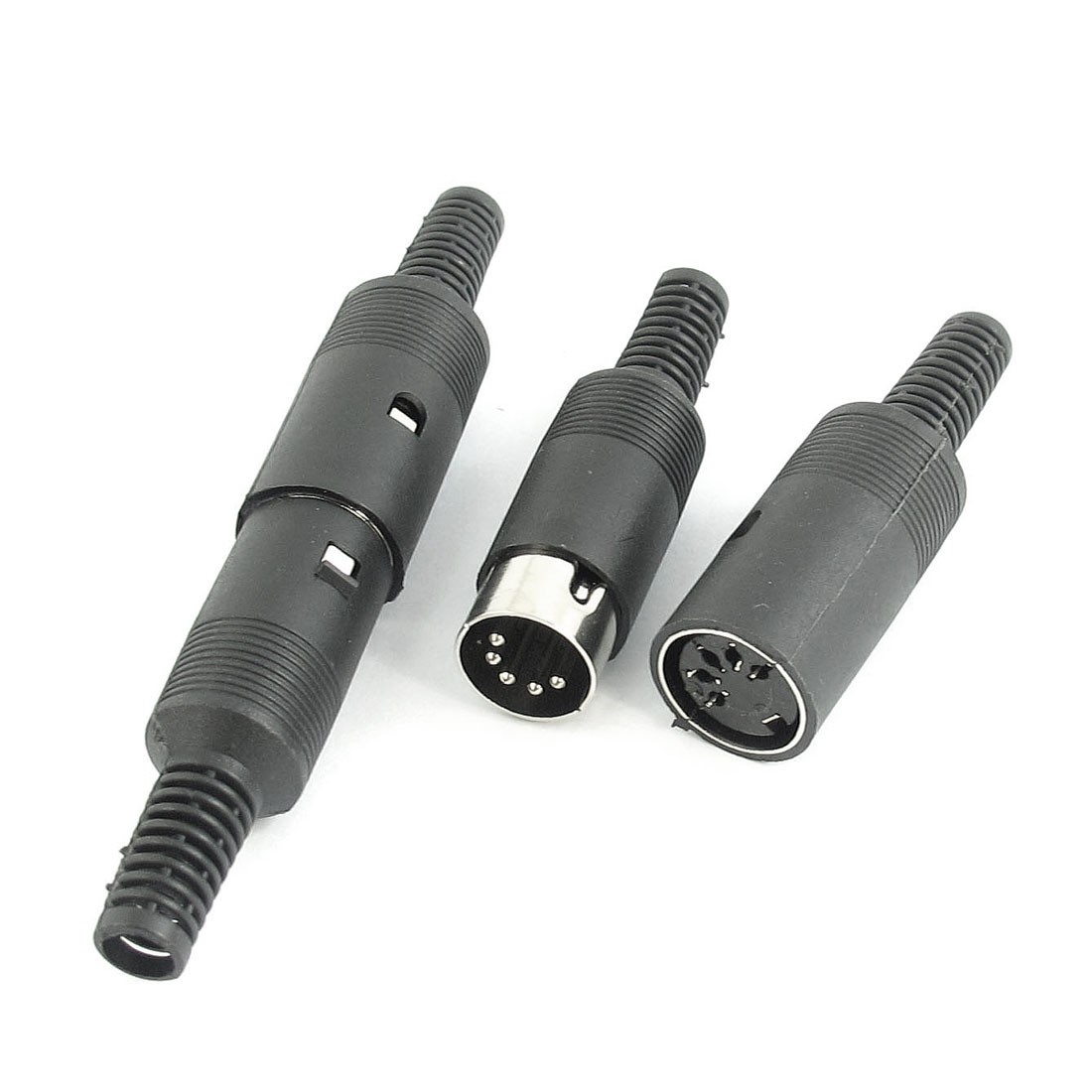 2 Pairs Black Plastic Housing 5Pin Male Female DIN Jack Socket for 6mm Cable