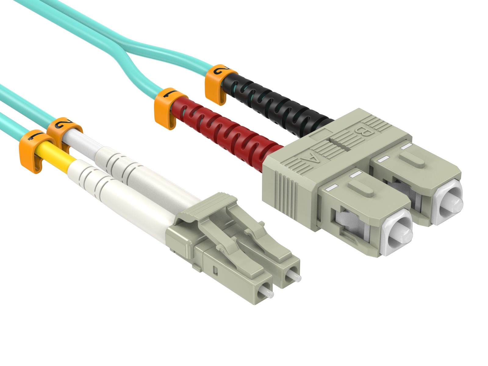 15m OM3 LC to SC UPC Duplex Corning Fiber Optic Cable Multimode 50/125 LSZH/O...