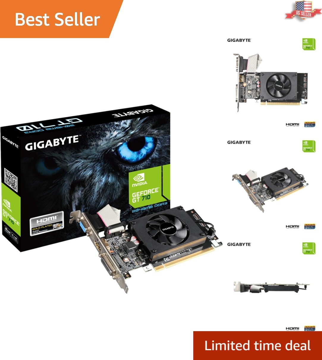 Compact 2GB Nvidia GeForce GT 710 Graphics Card - Multi-Output for Versatile Use