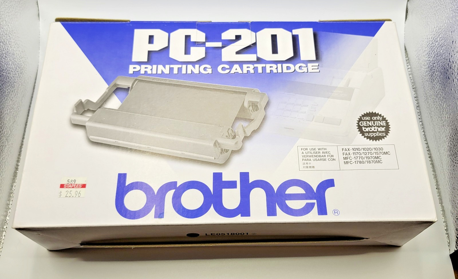 Brother PC-201 PC201 Printing Cartridge FAX-1010 Genuine - Open Box 