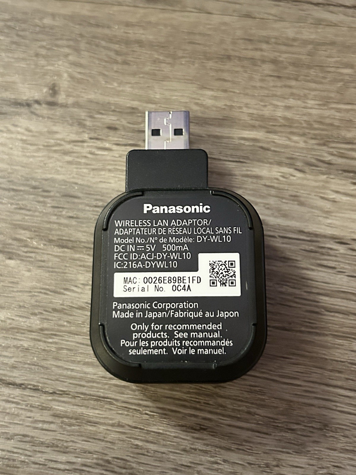 Panasonic DY-WL10 Wireless LAN USB Adapter Dongle Japan Network WiFi Smart TV