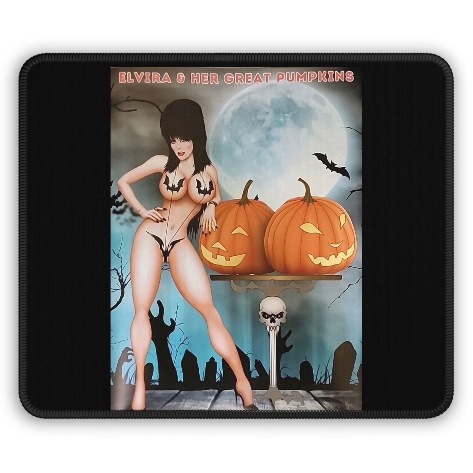 Elvira Halloween Great Pumpkins Gaming Mouse Pad, Retro Gamer Decor, Spooky Desk