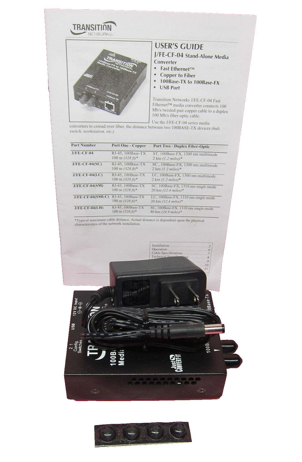 New Transition Networks J/FE-CF-04 100Base-FX to 100Base-TX Media Converter