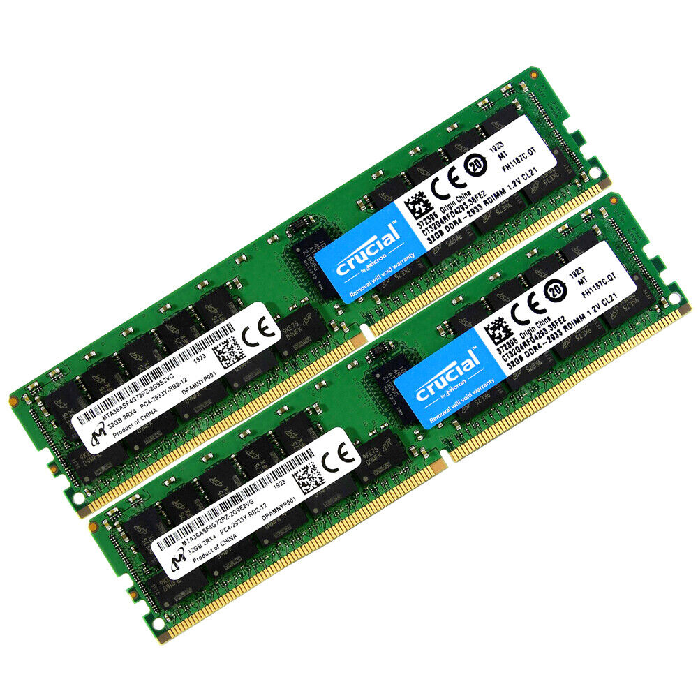 Crucial DDR4 64GB (2 x 32GB) 2933MHz PC4 -23400 1.2V ECC Registered DIMM Memory