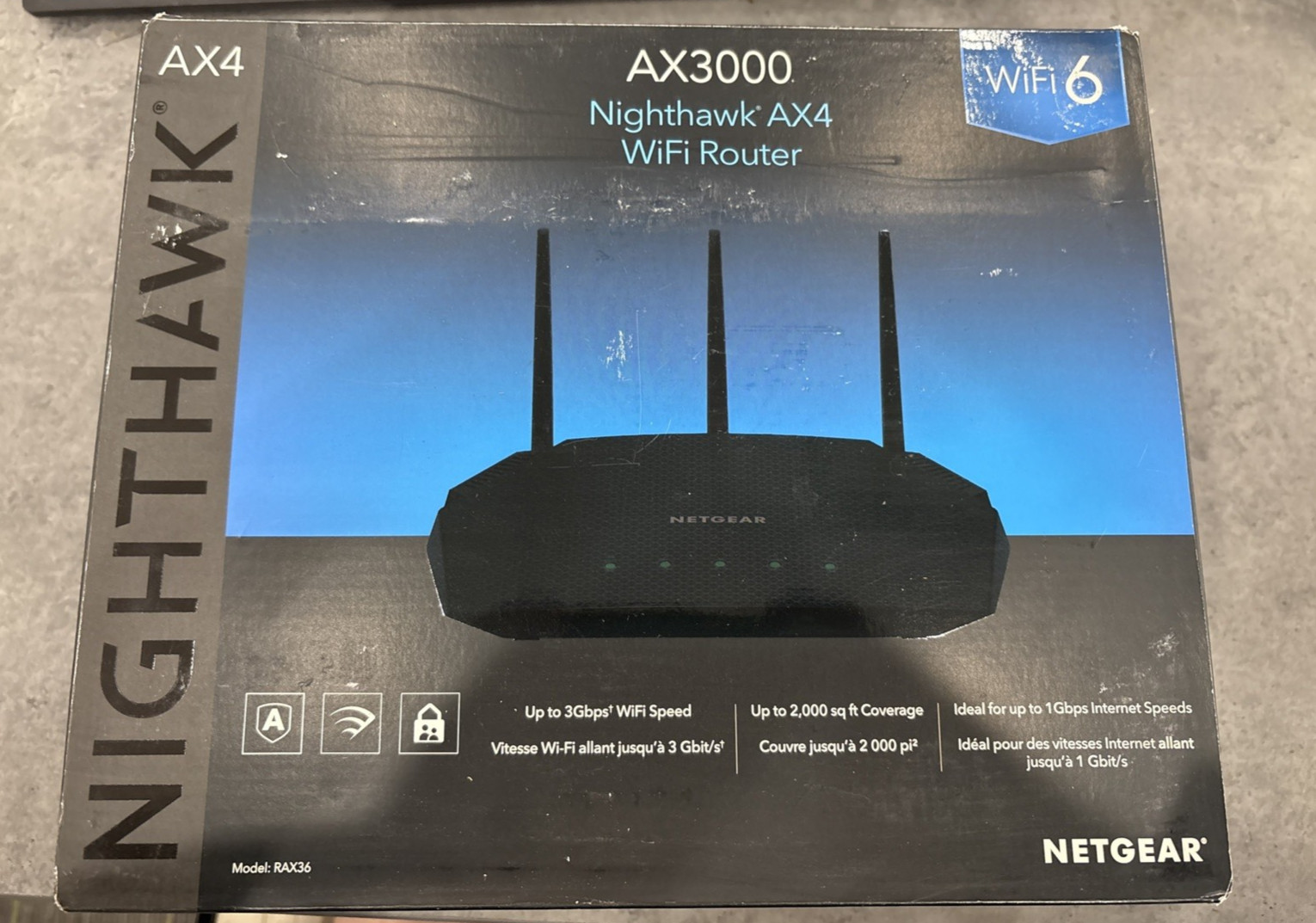 NETGEAR Nighthawk AX3000 AX4 WiFi 6 Router RAX36S-100PAS