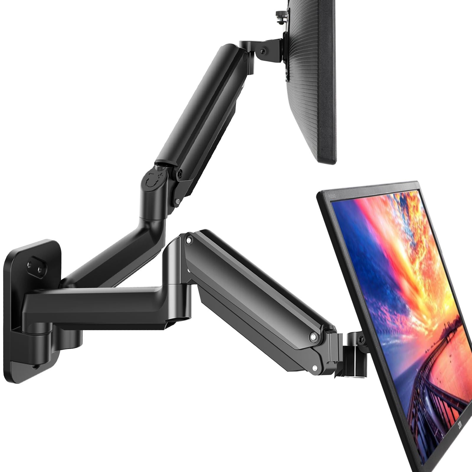 HUANUO Dual Monitor Wall Mount Gas Spring Articulating Swivel Stand 17-32 In