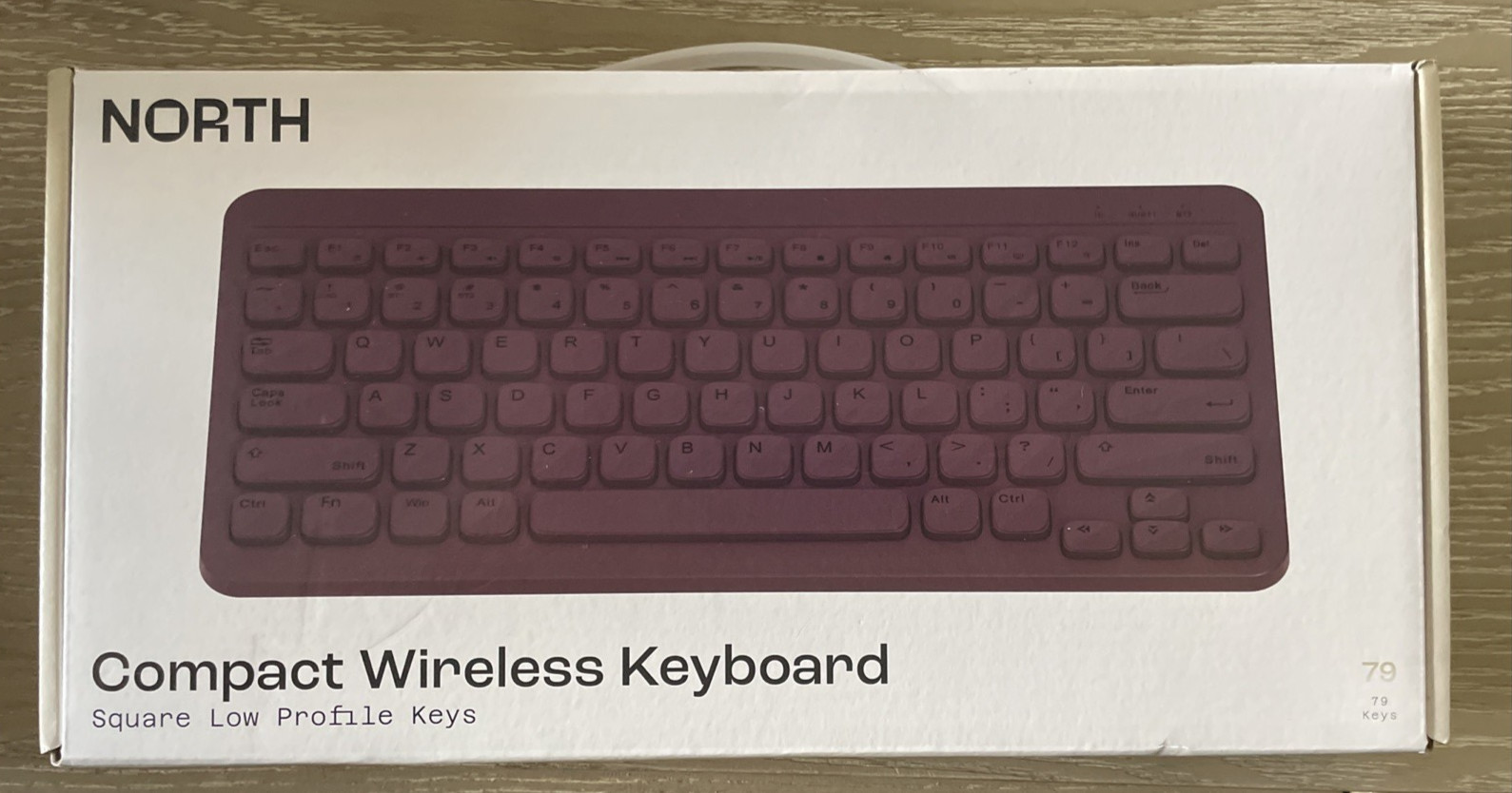 North Compact Square Key Wireless Keyboard - Plum Purple New