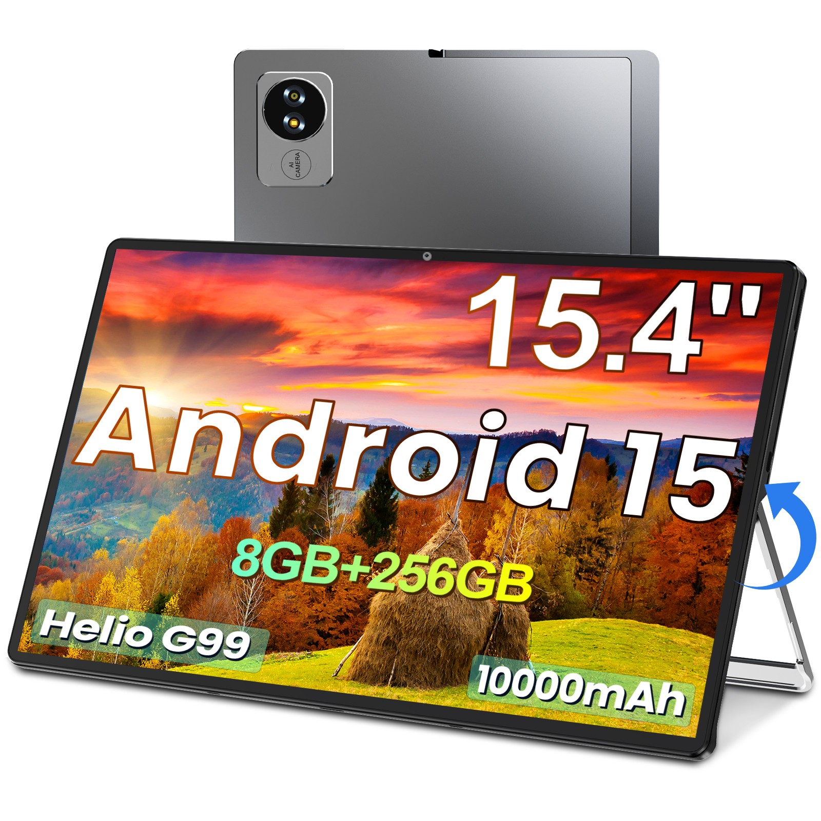2025 Latest 15.4 inch Android 15 Tablet 8GB RAM 256GB ROM 10000mAh Battery