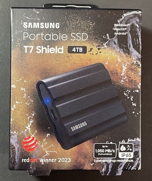 Official Samsung Portable SSD T7 Shield [ 4TB Black ] NEW