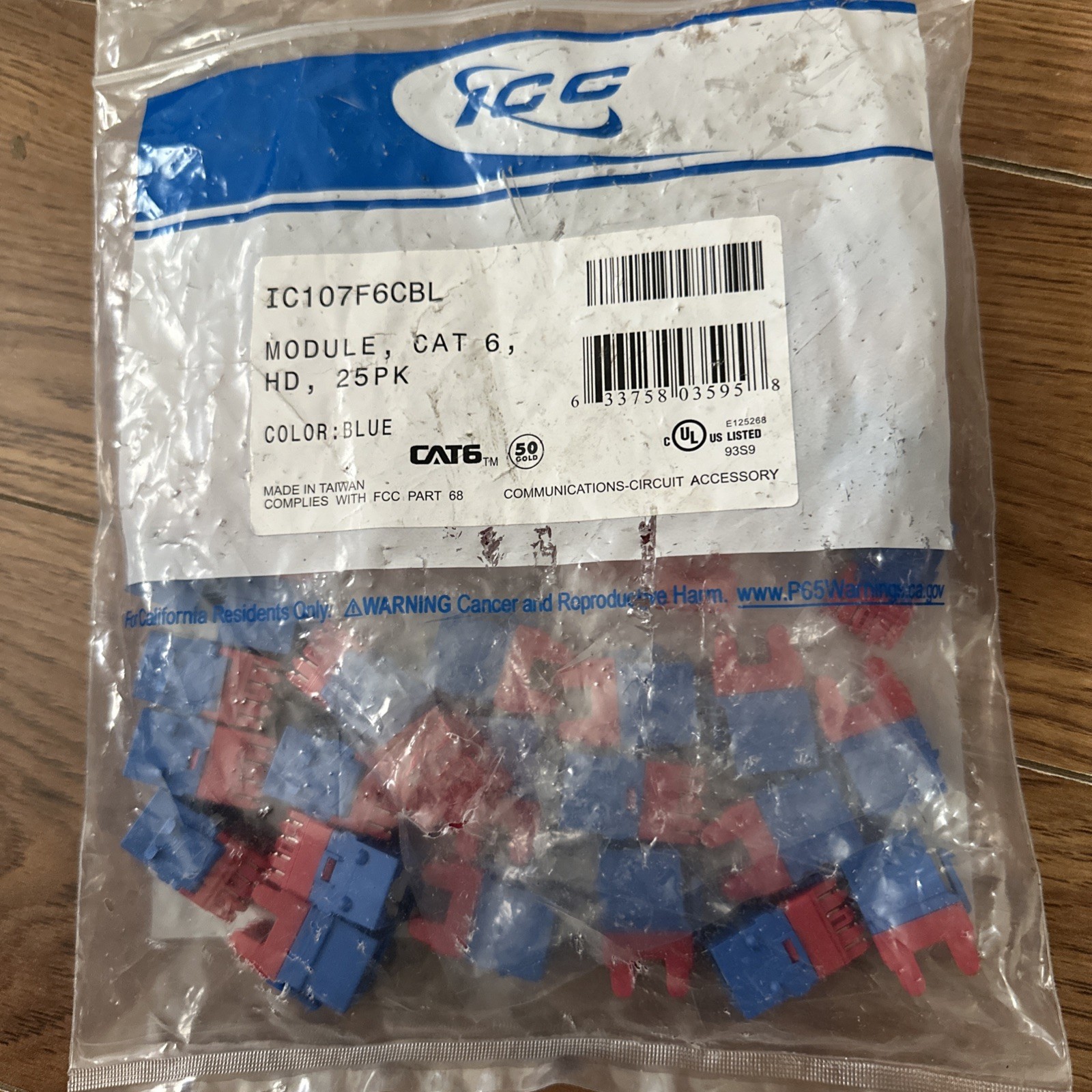 Icc IC107F6CBL Cat 6 HD Module - 25 Pack Blue