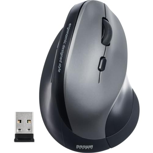 Sanwa Direct Ergonomic Wireless Mouse Prevents Tendinitis Blue LED 5 Buttons