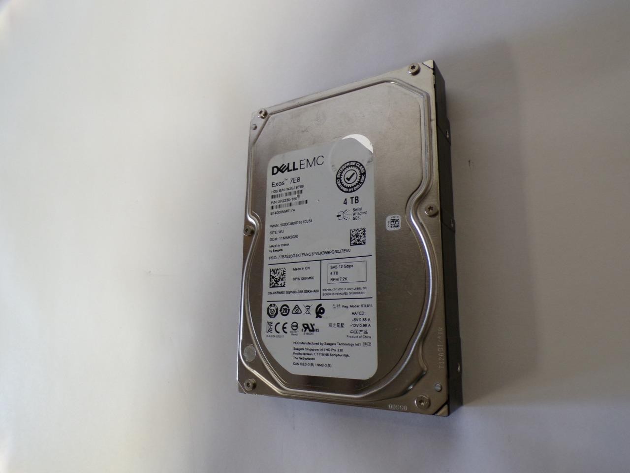 Dell EMC Exos 7E8 4TB 7.2K 12Gb/s SAS 3.5" Enterprise HDD 0KRM6X ST4000NM017A