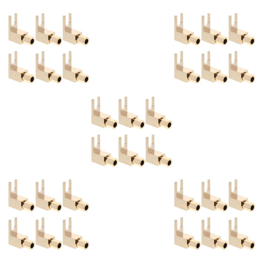 30 PCS 90 Degree Y Spade Fork Banana Female Adapter, Copper Plated Audio
