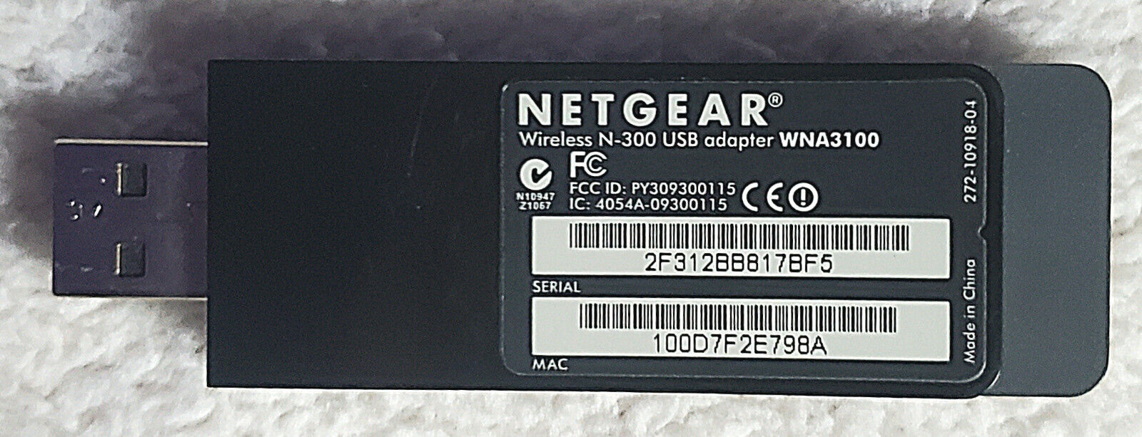 NetGear N-300 USB Wireless Adapter ~USB ADAPTER ONLY~ (WNA3100)