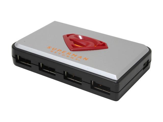 BUSlink I-Rocks Superman Silver USB 2.0 4-Ports External Hub SP-4000-SL