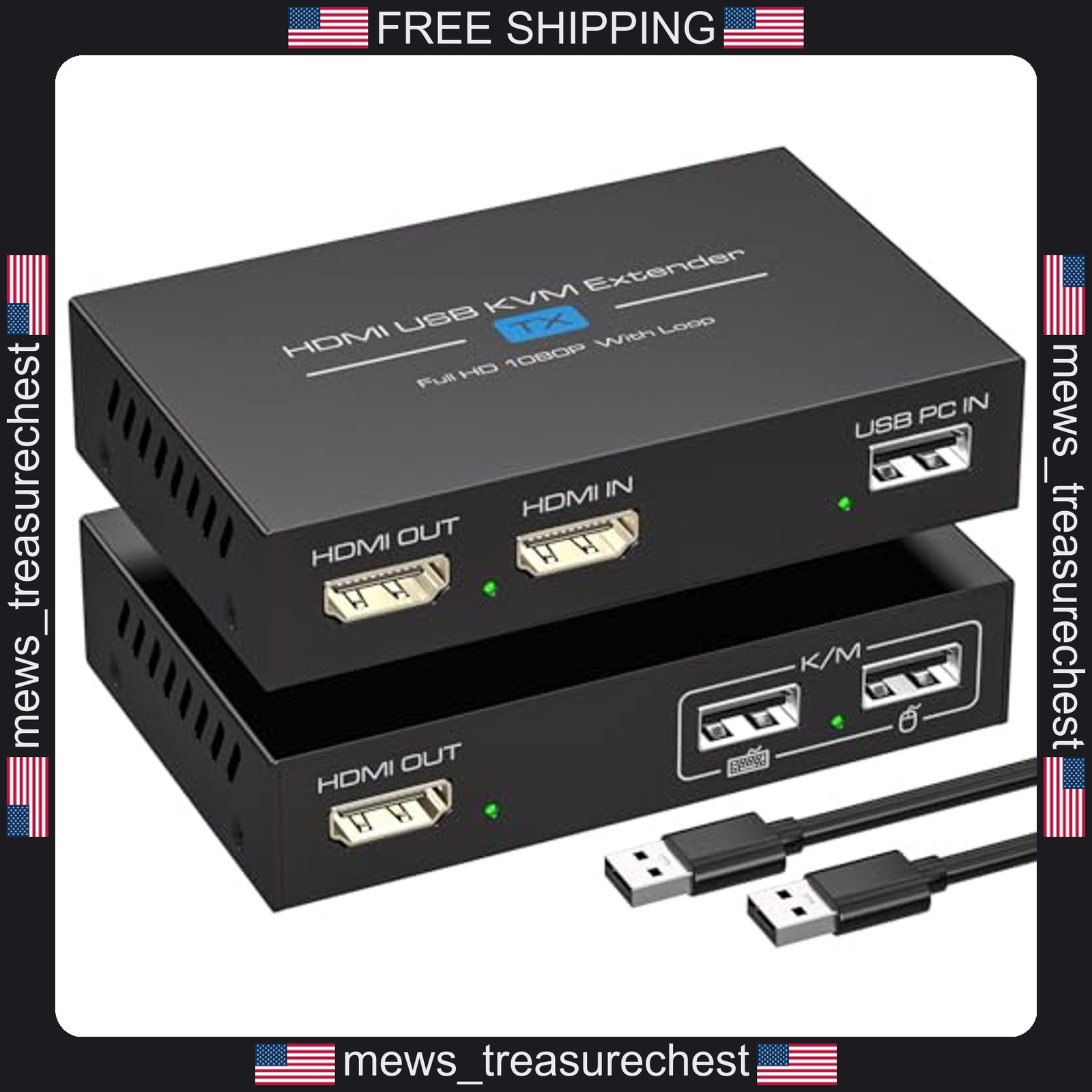 HDMI KVM USB Extender 400FT 120M over Cat6/7 Ethernet with Loop Out