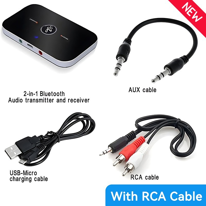 Bluetooth 5.3 Transmitter Receiver 2 IN 1 Wireless Audio 3.5mm Jack Aux Adapter