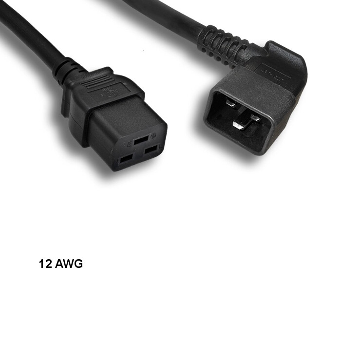 LOT 10pcs 3ft 12 AWG AC Power Cable Left Angled C20 to C19 20A/250V SJT PDU/UPS