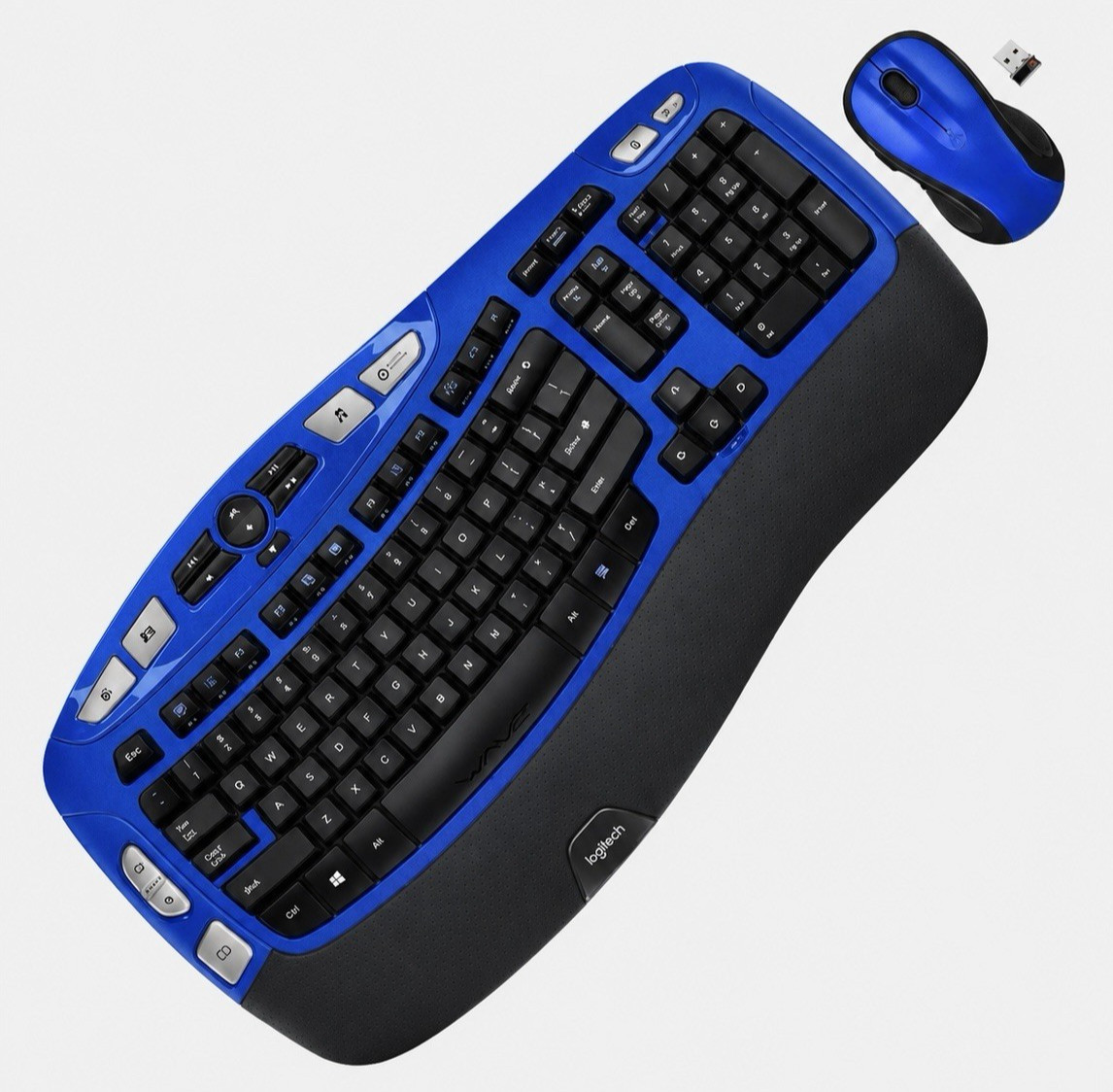Logitech MK550 Comfort Wave K350 Blue Wireless Ergonomic Keyboard M510 Mouse USB