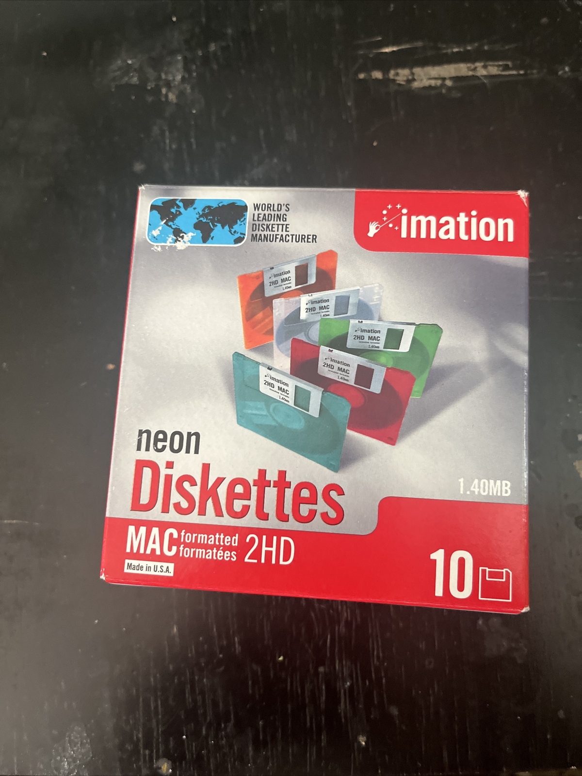 Imation Neon Diskettes MAC Formatted 2HD 1.40 MB 9 PACK Of 3.5 Floppy Sealed