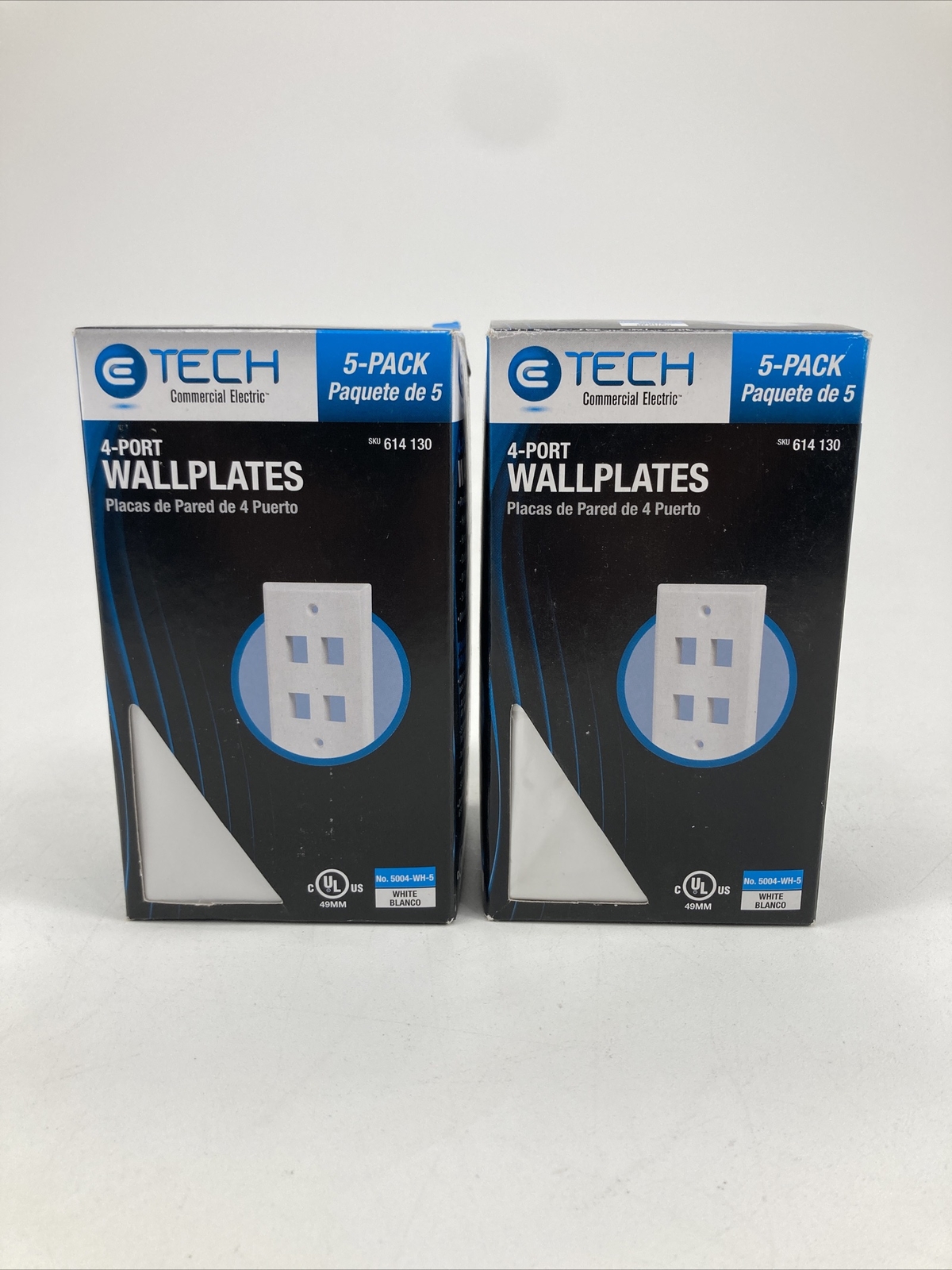 CE Tech 4-Port Wall Plate White 5 pack Box 614 130 Lot of 2