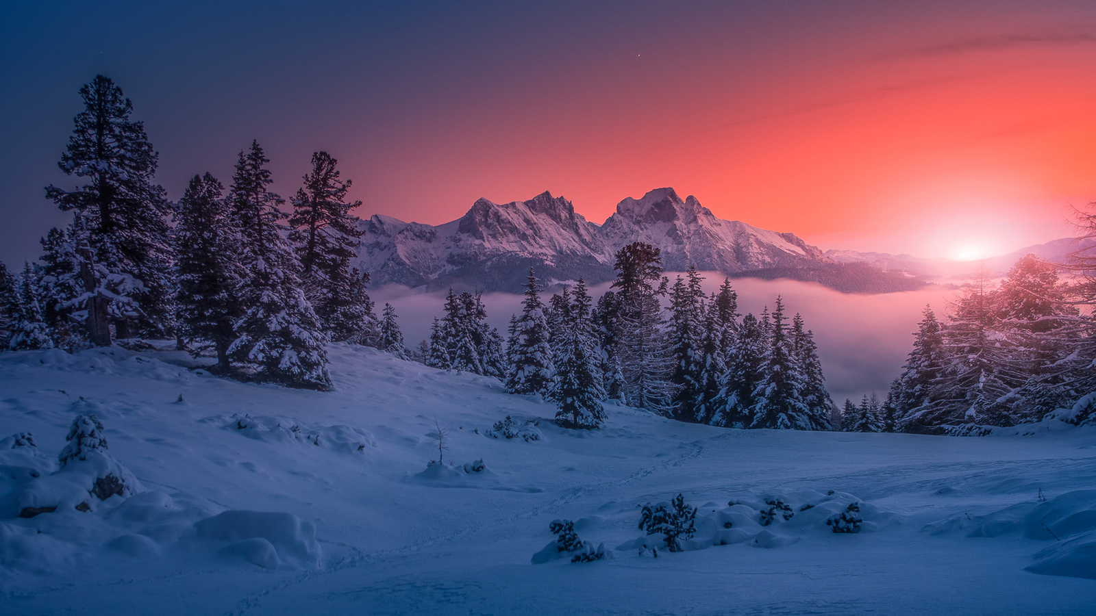 Landscape winter forest nature sunset snow Custom Gaming Mat Desk