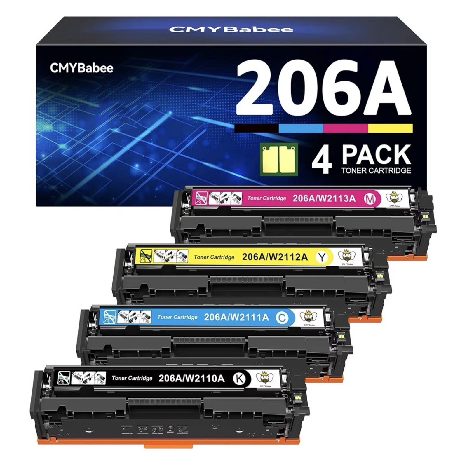 CMYBabee Compatible Toner Cartridge Replacement for HP High Yield (BCMY, 4-Pack)