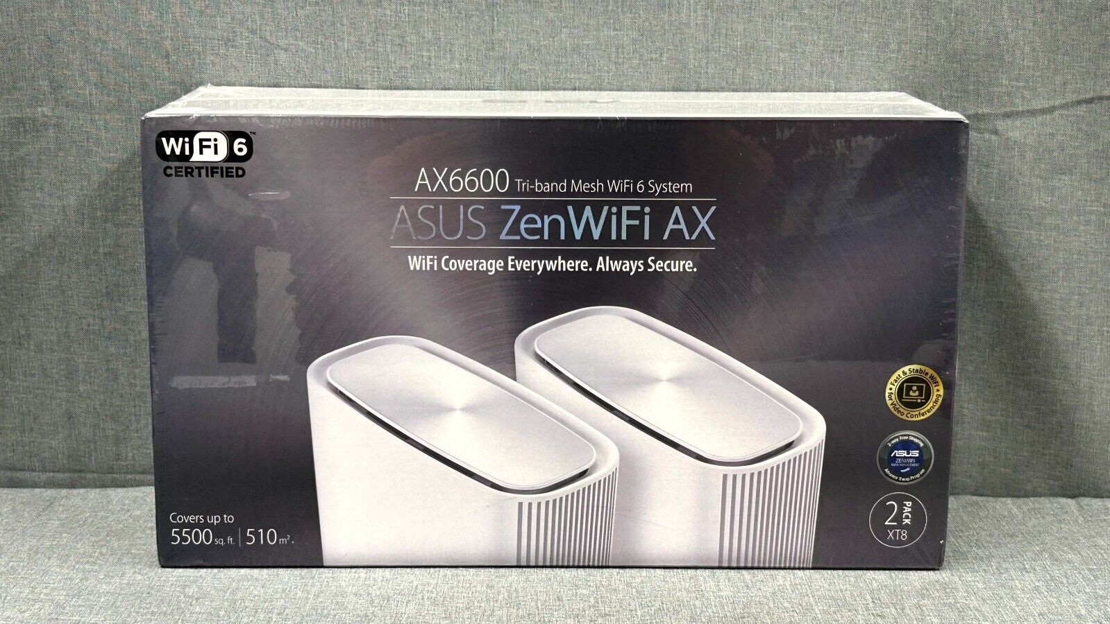 ASUS ZenWiFi AX6600 Tri-Band Mesh WiFi 6 System (XT8 2PK), Set of 2 - SEALED