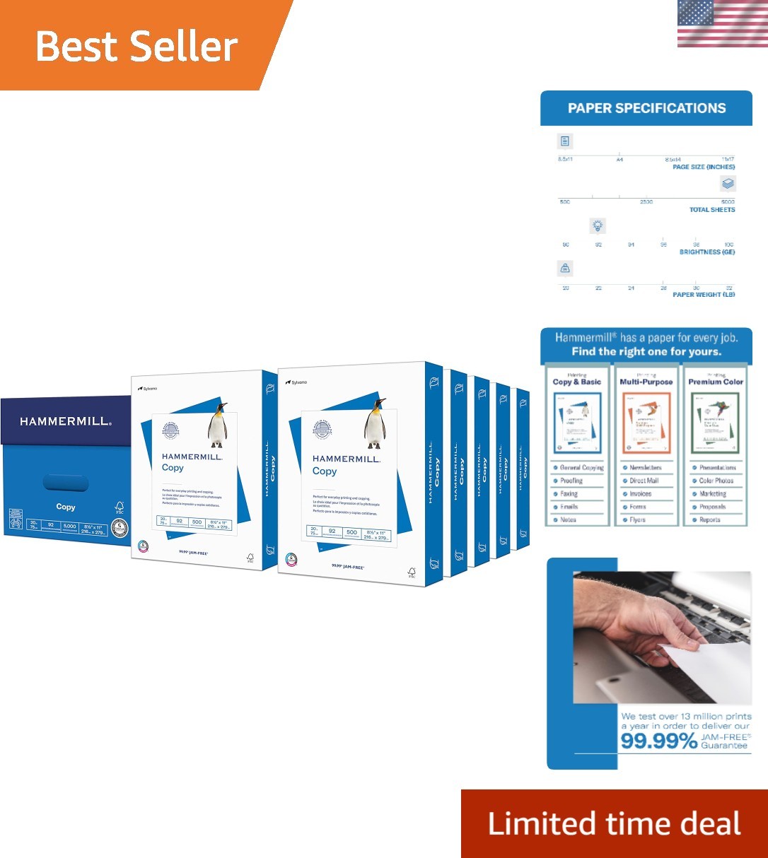 Versatile 20 lb Copy Paper - 8.5 x 11, 5000 Sheets, Smooth Finish & Eco-Friendly