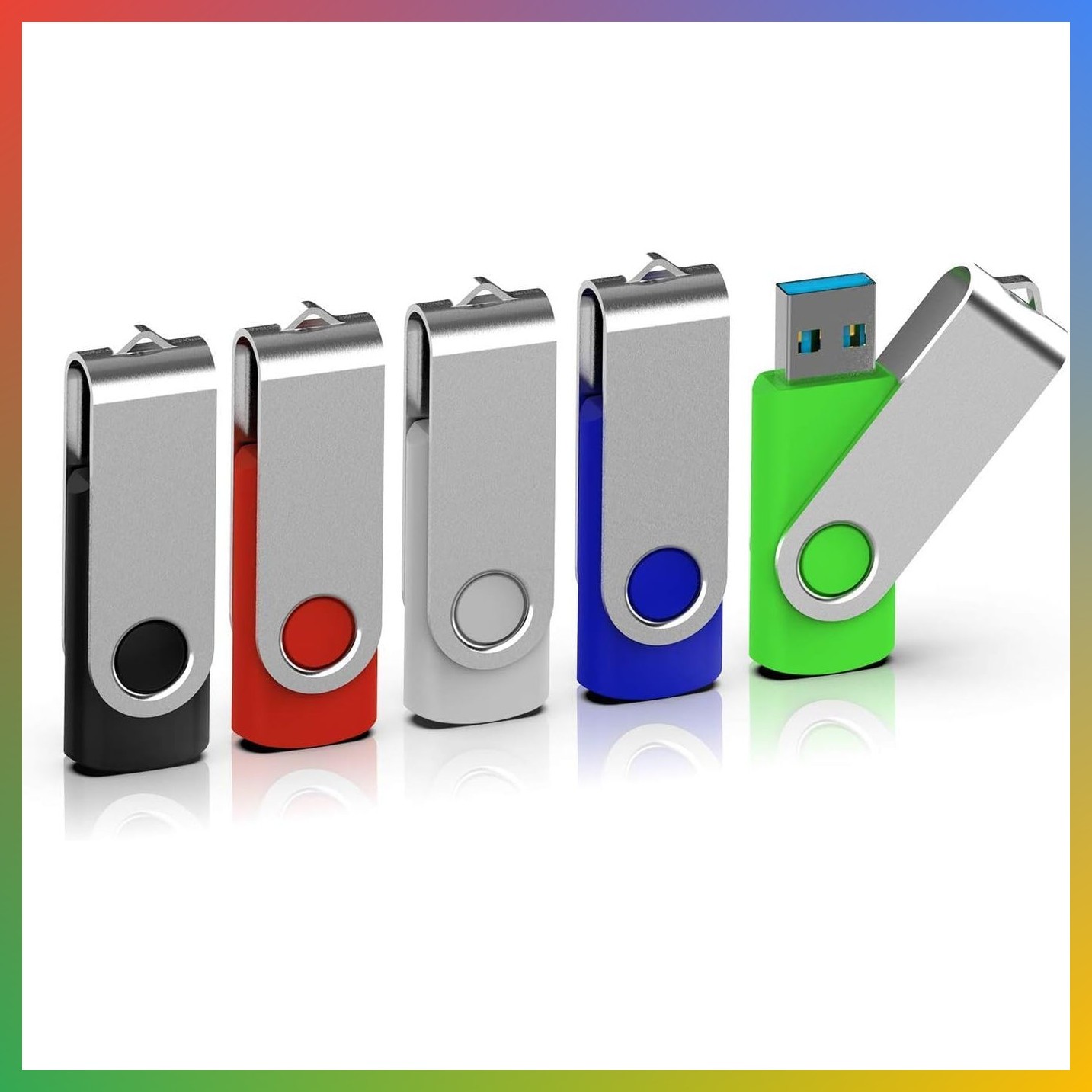 16GB USB 3.0 Flash Drive Memory Stick 5 Pack Mixed Colors Fast Portable
