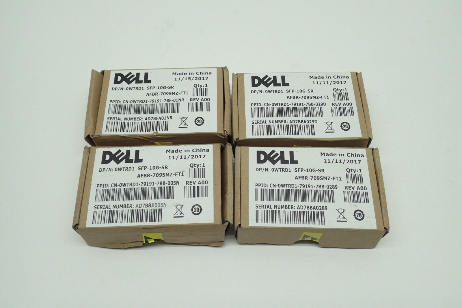 4 PACK GENUINE Dell 10GB SFP-10G-SR SFP+ Transceiver AFBR-709SMZ-FT1 WTRD1