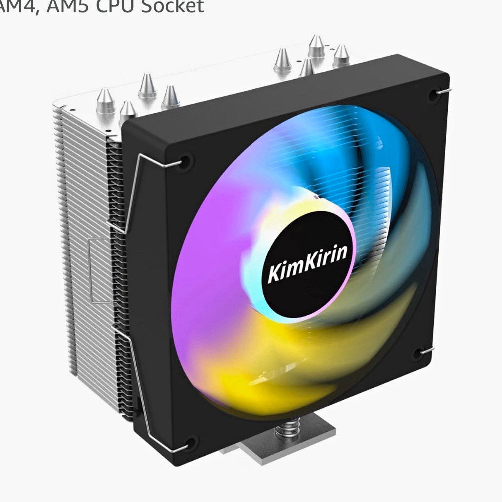KIMKIRIN RGB CPU Air Cooler – 120mm PWM Fan – 4 Copper Heat Pipes – NEW