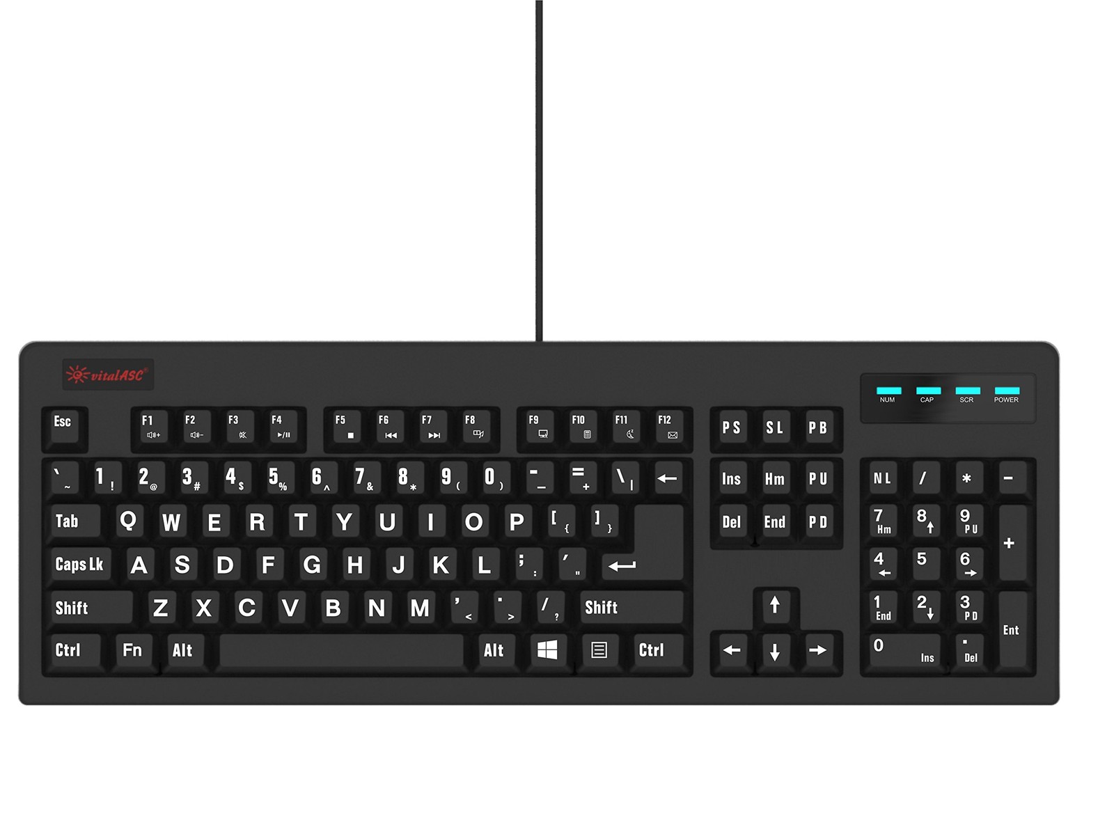New 104-Key Large Print USB Wired 7ft, Spill-Resistant, Sleek Black, Durable ...