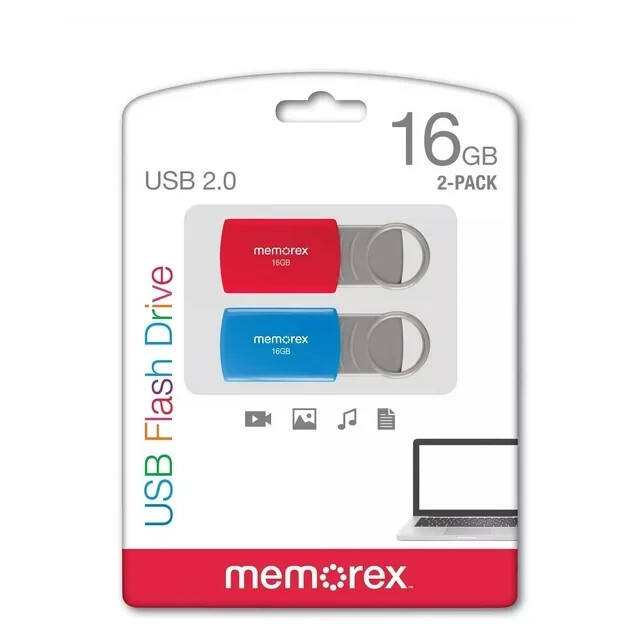 Memorex USB 16GB Flash Drive 2.0 Memory Stick Pendrive Thumb 2pk