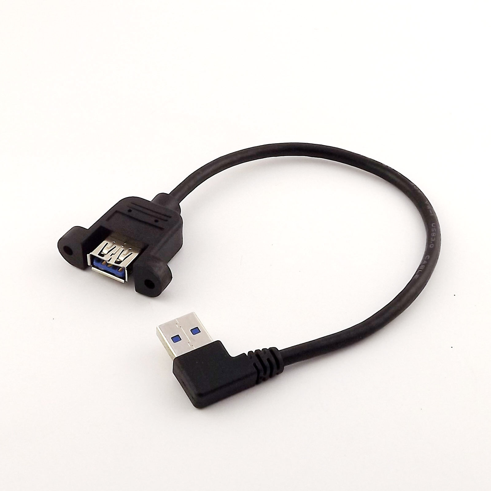 10x 90 Degree Left Angled USB 3.0 Male to Female w/ Screw Panel Mount Cable 25cm