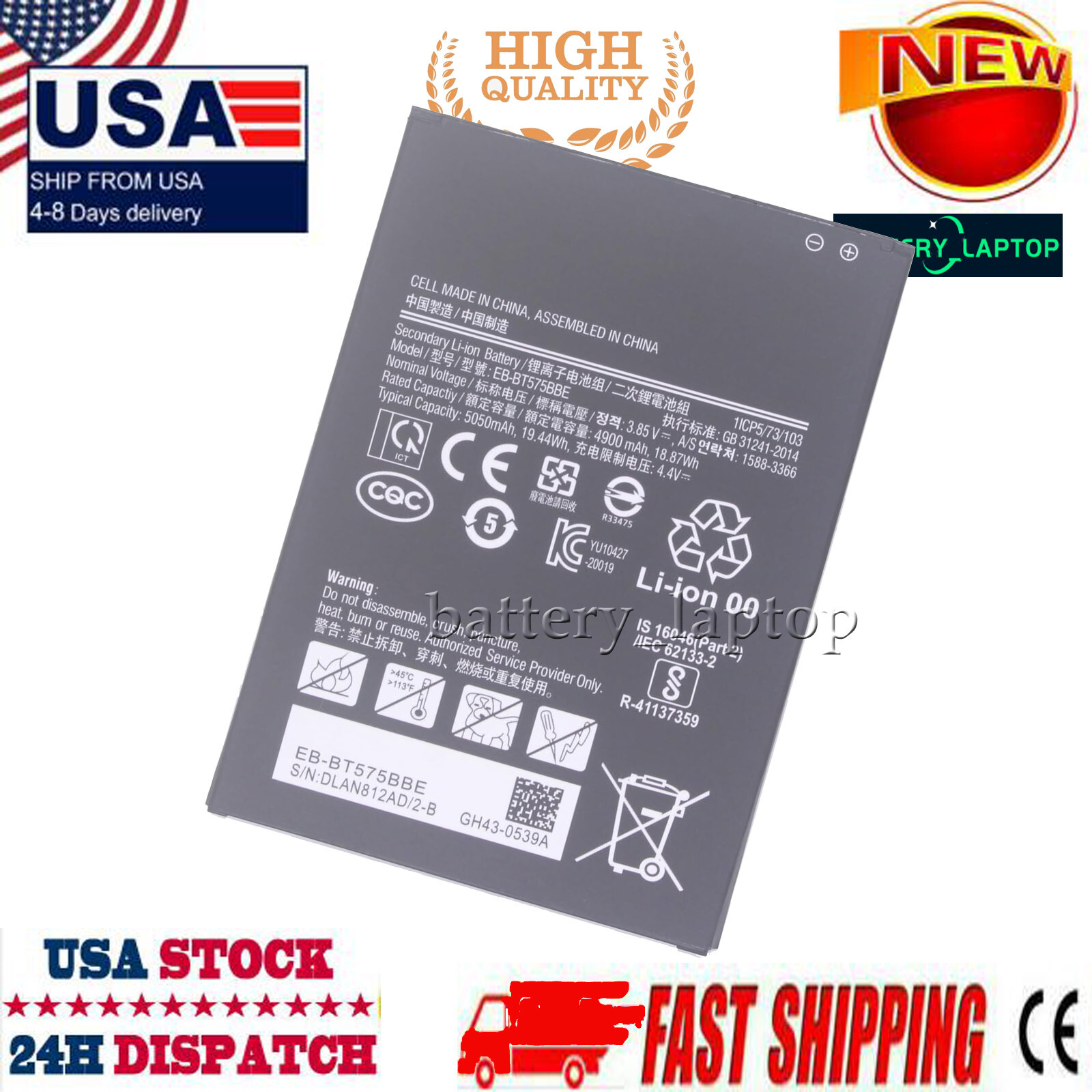 Battery EB-BT575BBE for Samsung Galaxy Tab Active 3 SM-T570 SM-T575 SM-T577