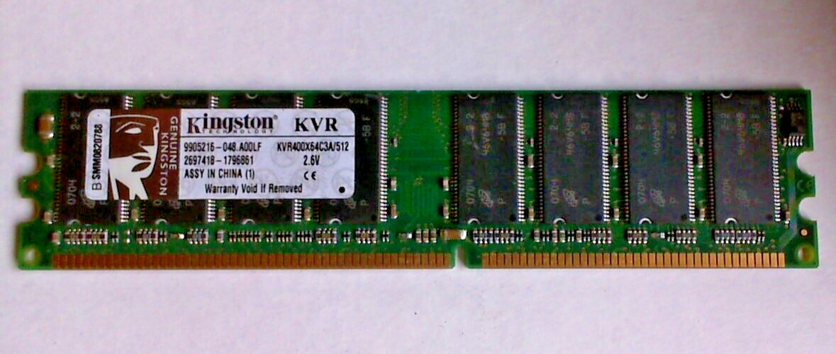Kingston ValueRAM KVR400X64C3A/512 (512 MB 400MHz PC3200 DDR CL3 DIMM)