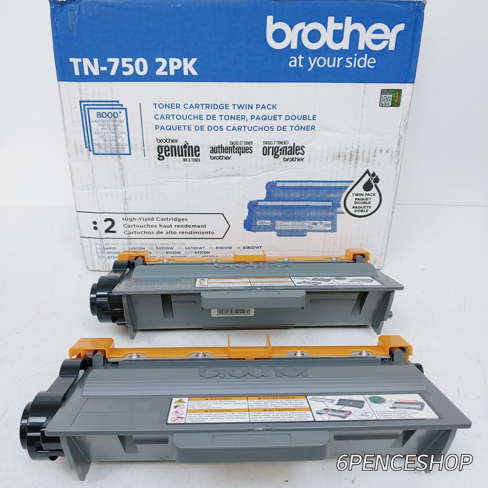 *OB 26.2oz/742g* Brother Genuine TN-750 Black Toner Cartridge 2/Pack (TN7502PK)
