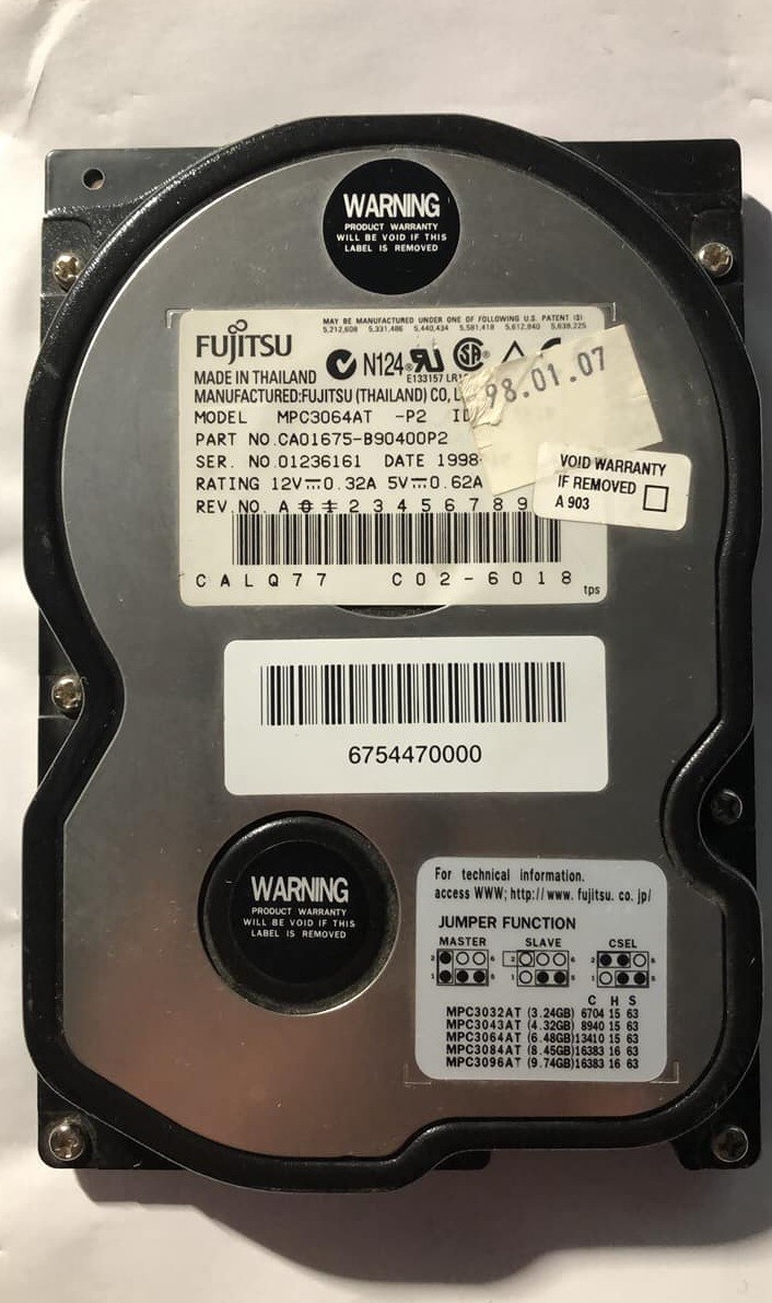 FUJITSU HDD MODEL MPC3064AT + 3.5" HDD + SEE PICTURES