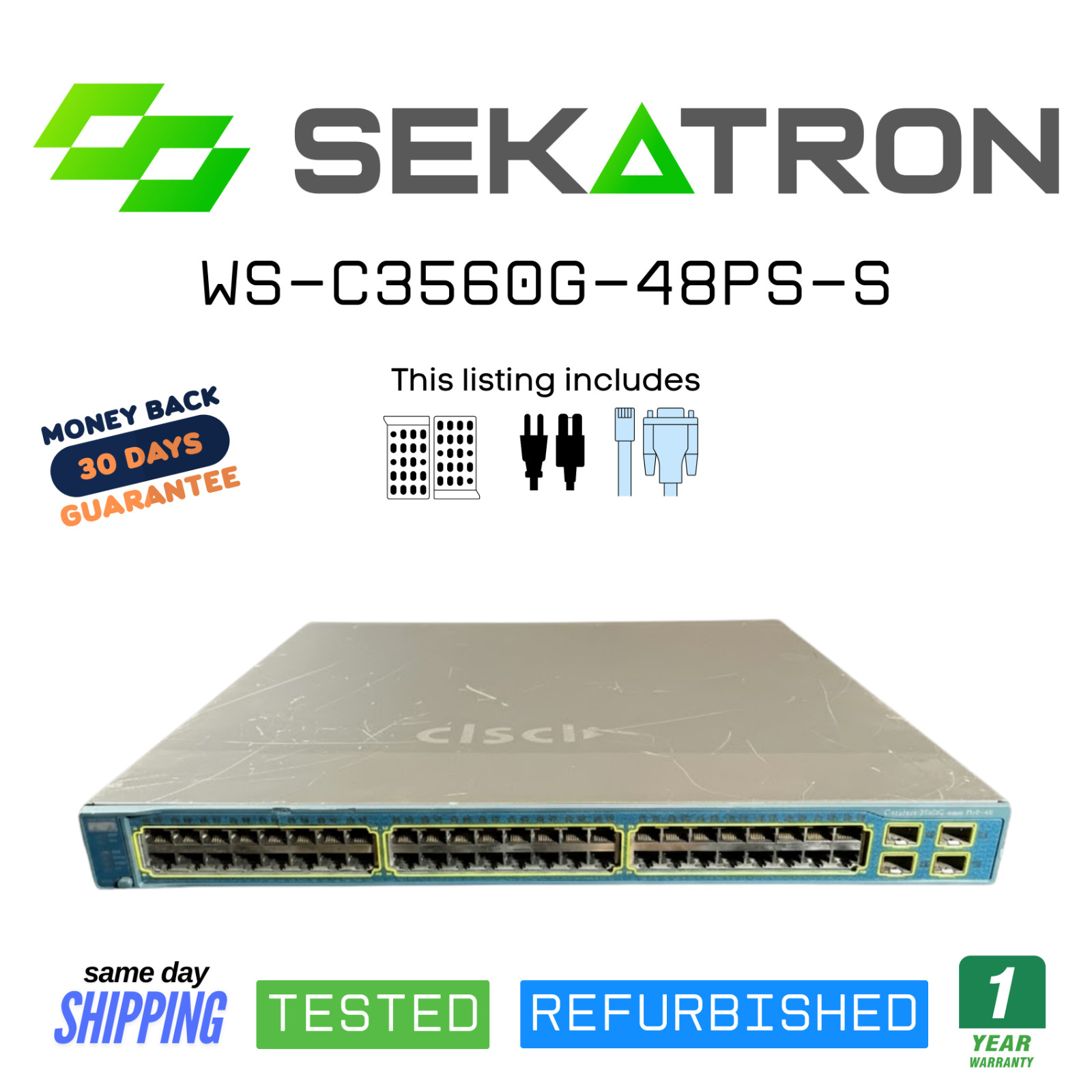 🔀 Cisco WS-C3560G-48PS-S • 48-Port PoE Gigabit Switch ⚡Fast Ship