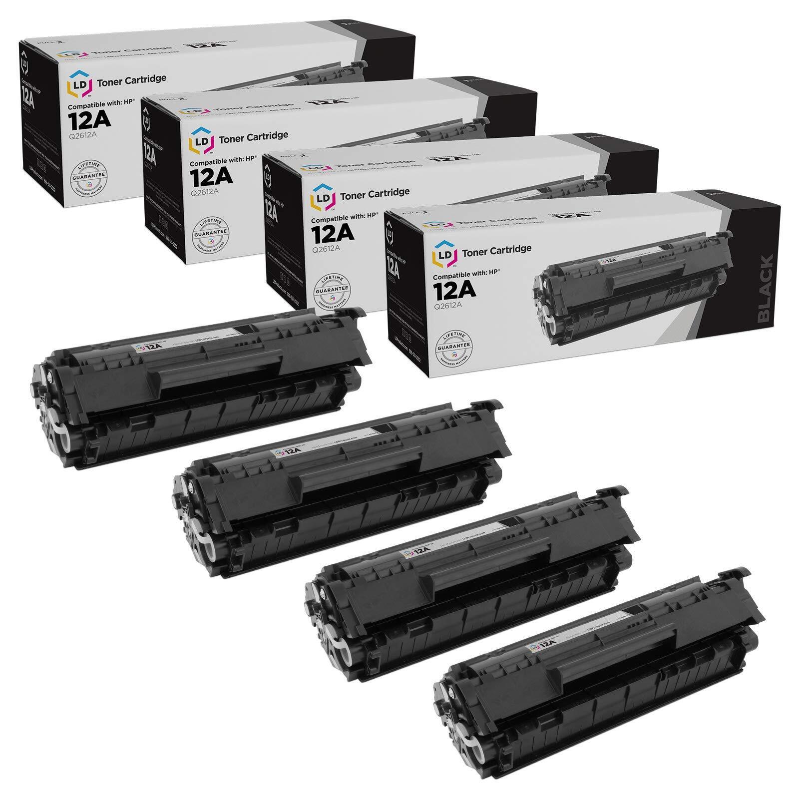 LD Compatible Replacements for HP Q2612A / 12A 4PK Black Laser Toner Cartridges